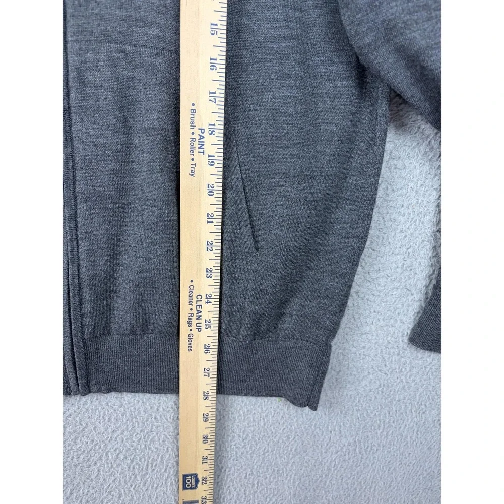 Banana Republic Sweater Mens XL Gray Merino Blend Full Zip Mock Neck Knit Mens